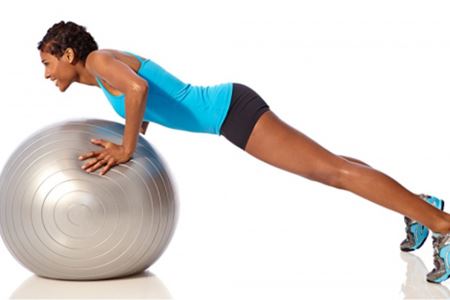 woman using an exercise ball